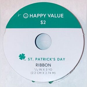 Joann St Patrick’s Shamrock Decorative Craft Ribbon - NEW!
